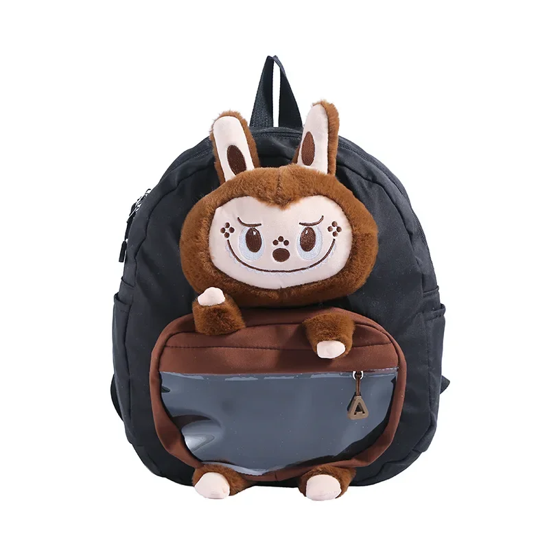 

LABUBU 2025 New Double backpack Female Cute Plush labbu Student Schoolbag Cartoon Male Fashion Travel Storage Bag