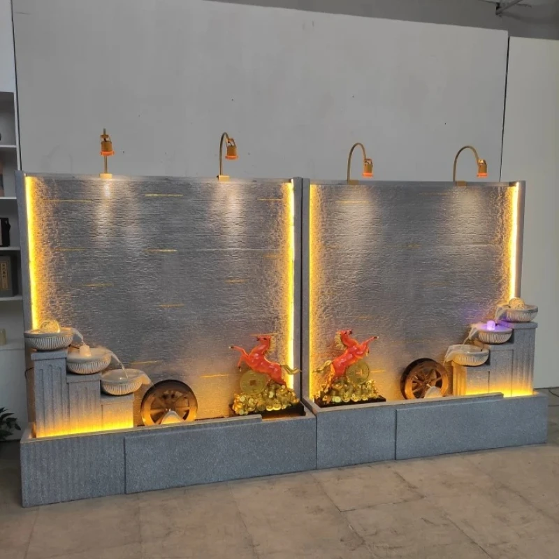 L12-creative water curtain wall flowing water ornament courtyard outdoor water feature fish tank screen circulating  decoration