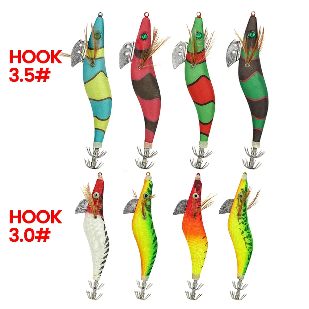 Fake Shrimp Hook Wood Bait Fishing lure Wobbler Squid Jig Hard Bait Artificial Lure jigging Lure Octopus Bait