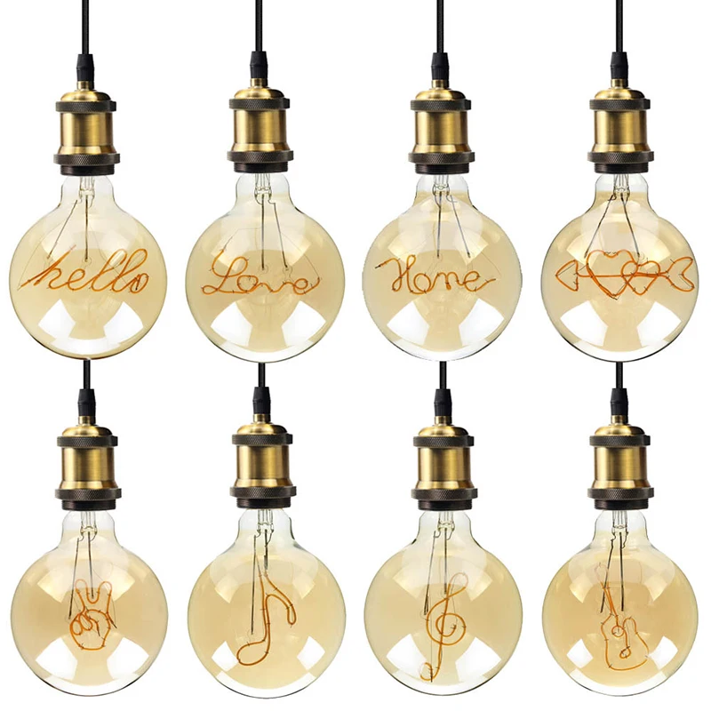 Retro Edison Bulb Dimmable Led Filament LOVE G125 Decoracion Vintage Glass Night Light Bulb Industrial String Lights for home