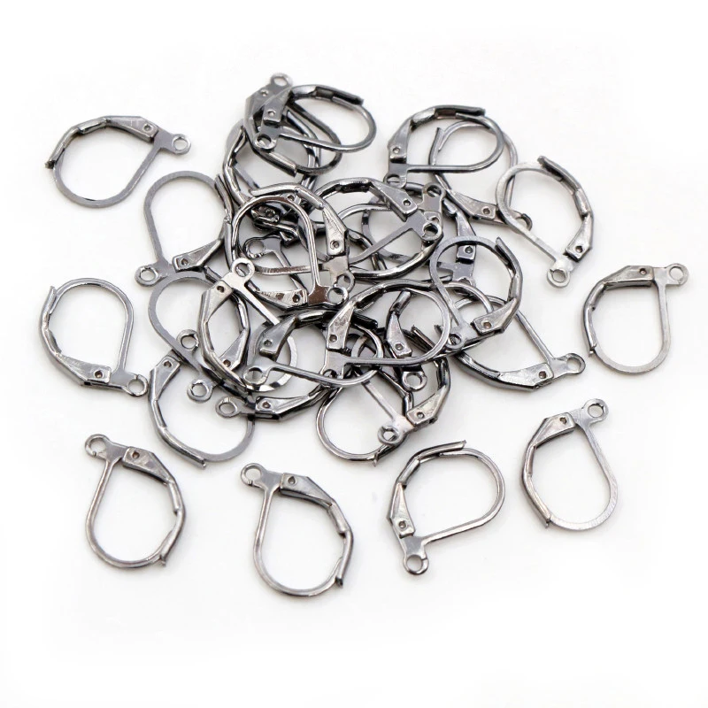30-50 sztuk 15x10mm brąz złoto srebro Plated francuski dźwignia kolczyk haki drutu ustawienia bazy obręcze kolczyki dla DIY tworzenia biżuterii — zdjęcie 5