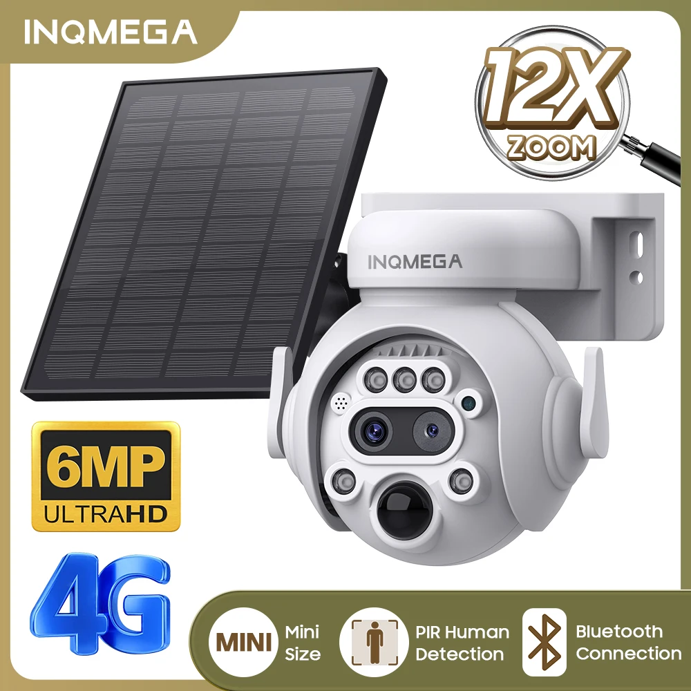 

INQMEGA 6MP / 3MP Solar Powered Camera 4G Outdoor WIFI Camera with Solar Panel 12X Optical and Digtal Zoom CCTV Surveillance