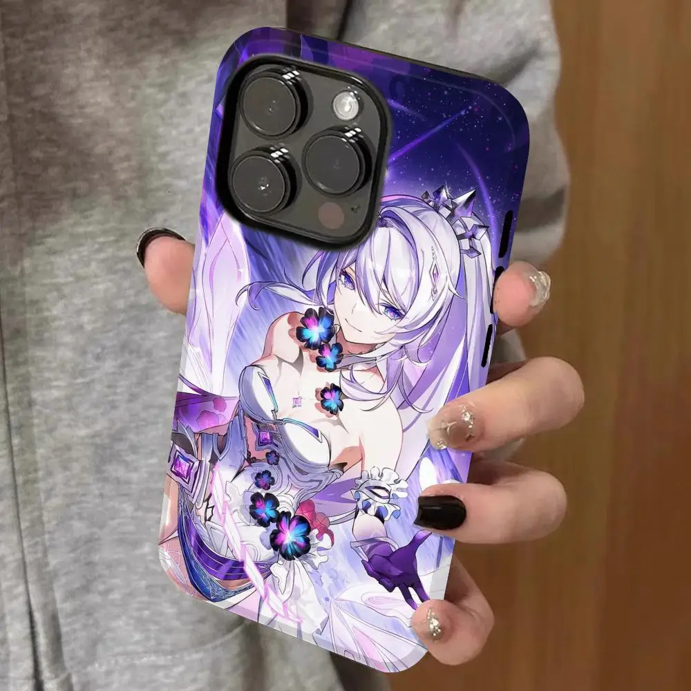 

kiana kaslana Phone Case Double-layered 2-in-1 Film Case For IPhone 16 15 Promax 14 13 Pro 12 11 plus Samsung S25 24 23 Covers