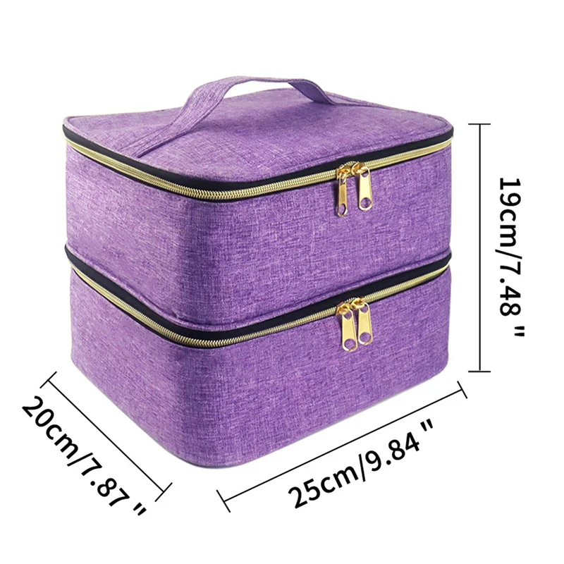 Nagellack-Organizer, Nagellack-Aufbewahrungstasche, tragbarer Nagellack-Halter für 30 Flaschen und Nageltrockner-Lampe, lila, langlebig