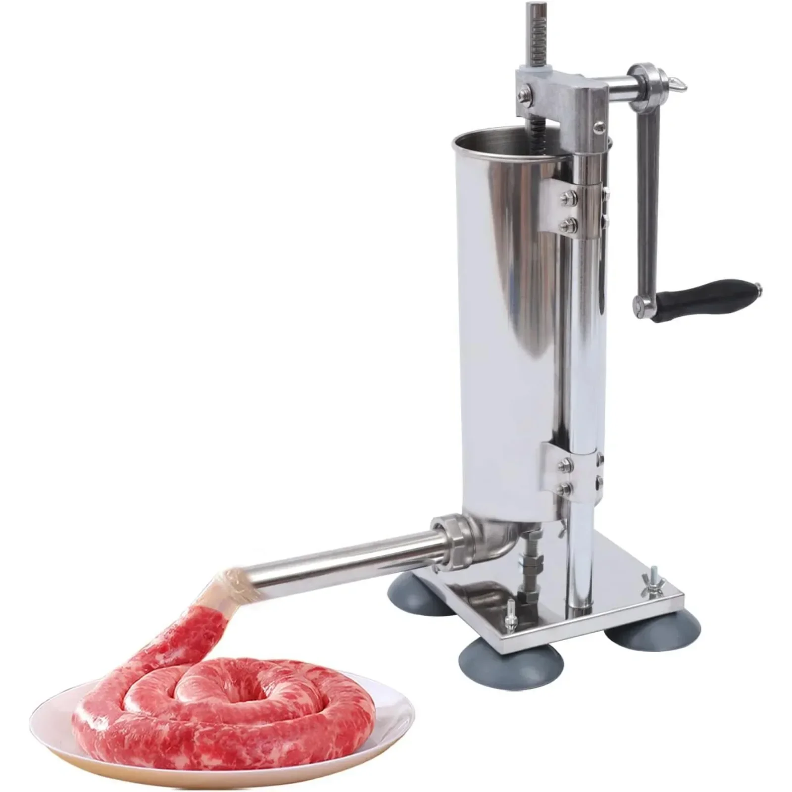 

Manual Sausage Stuffer, Stainless Steel Sausage Maker, Comes with 4 Sausage Tubes, Strong Suction Base, Removable