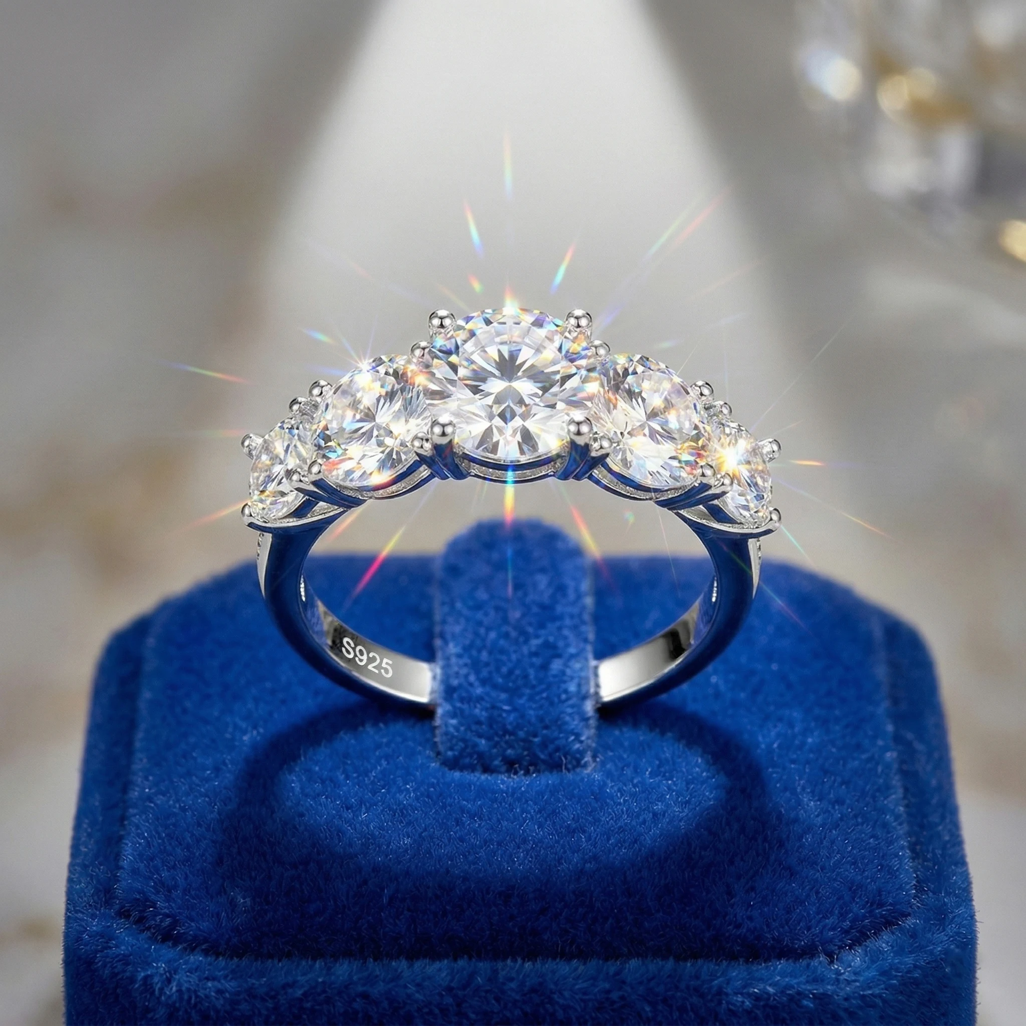 Stackable Moissanite Ring, Women's Round D Color VVS1, Moissanite Band, 925 Sterling Silver, Wedding Gift, Pass Diamond Tester,Luxury Sparkling Anniversary Fine Jewelry Gifts for Wife Women Couples Girls Friends, Ship From US