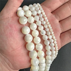 Natural Round Shell Beads 6mm 8mm 10mm 12mm Mother of Pearl Trochus Shell Loose Beads For Jewelry Bracelet Making Necklace DIY