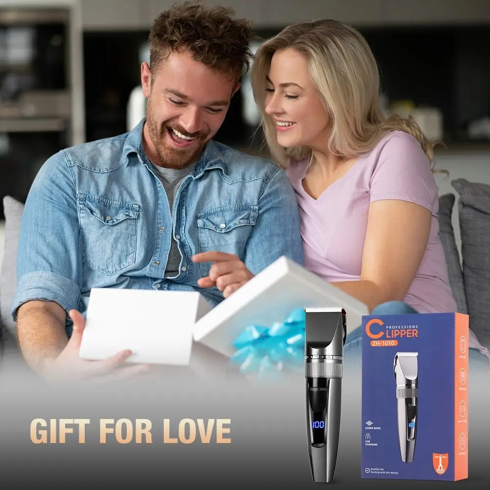 2026 New Upgrade Hair Clippers Men, Professional Hair Trimmer Shaver With LCD Display With 4 Limit Combs Cordless Rechargeable B