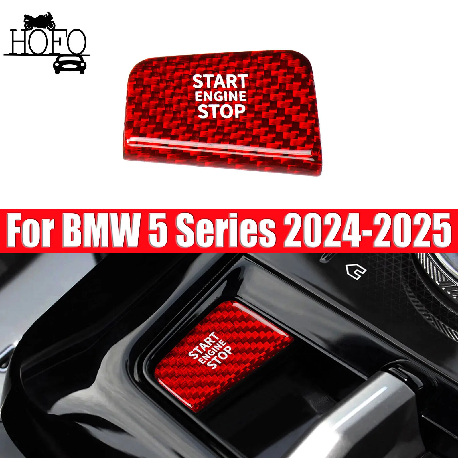 Real Carbon Fiber Engine Start Stop Push Button Trim Decorative Cover For BMW 5 7 Series 2024-2025