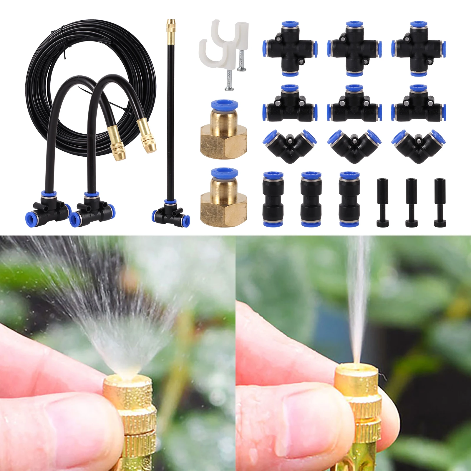 Free Bending Copper Mist Nozzle Universal Sprinkler Nozzle 8mm Straight Push Lock Joint Garden Humidification Cooling Sprayer