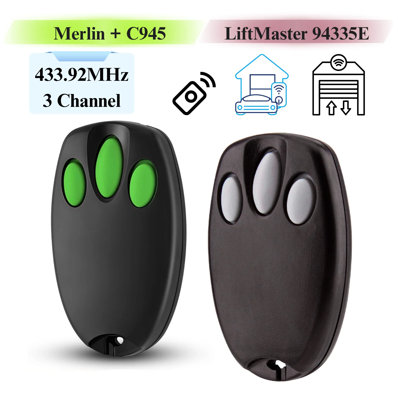 

Для Liftmaster Merlin + C945/C943/CM842/94335E/84335EML передатчик дистанционного управления гаражными воротами