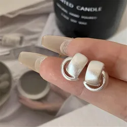 925 Silver Plated Frosting Cross Circle Stud Earrings For Women Girls Wedding Jewelry Gift e385