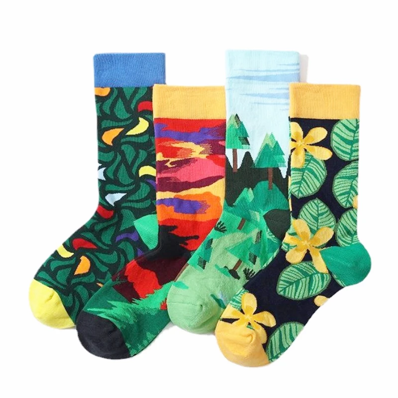 

Hip- Hop Trend Colorful Women Socks Novel Geometric Florets Personality Sock High Quality Comfortable Breathable Girls Socks