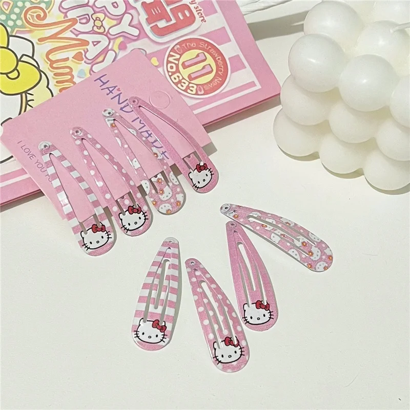 4Pcs Hello Kitty Pink Hairpin for Girls Lovely Hair Clips Toddler Hair Decoration Accessories