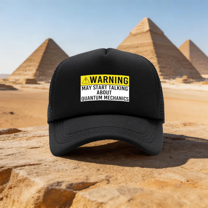 Unisex Adjustable Duckbill Baseball Cap with Warning Quantum Mechanics Label - Lightweight Mesh Suitable for for Family, Travel,