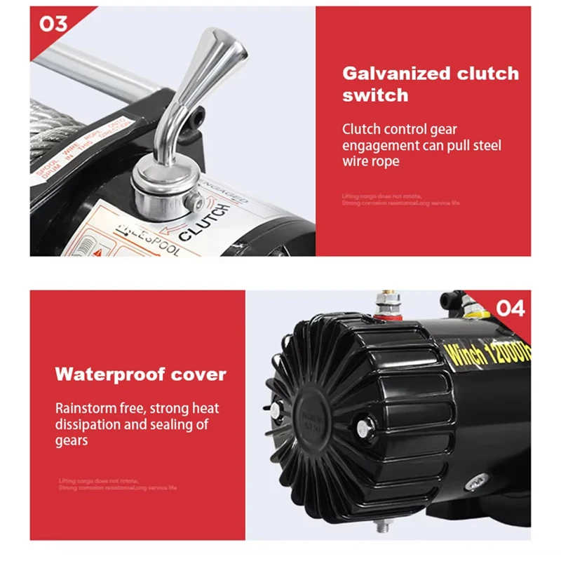 Electric Winch 12V/24V Waterproofing Car Mounted Winch Small Crane Small Domestic Crane Electric Hoist for Truck Car Trailer