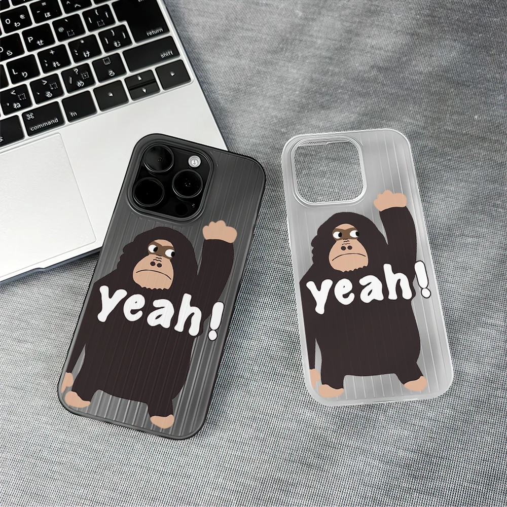 

Cartoon Gorilla Yeah Phone Case for iPhone 12 11 13 14 15 Max Pro Plus Corrugated Transparent Bumper Cover