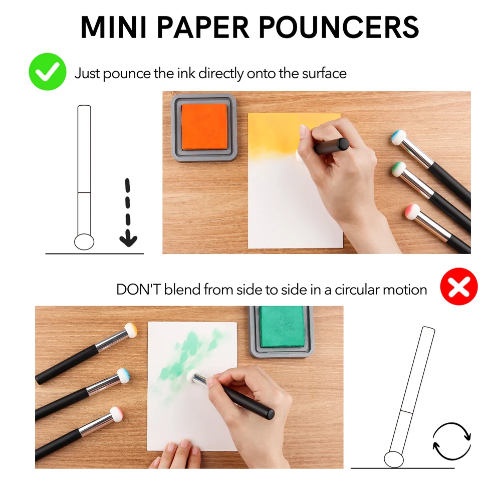 4Pcs/set Mini Paper Pouncers Ink Applicator For Direct Ink Application On Crafts Sponge Applicators Projects Easily Smudge Tools