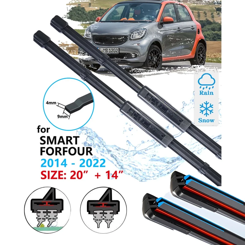 

Car Front Wiper Blade For Smart ForFour W453 C453 A453 2014 2015 2016 2017 2018 2020 2021 2022 Windscreen Windshield Accessories