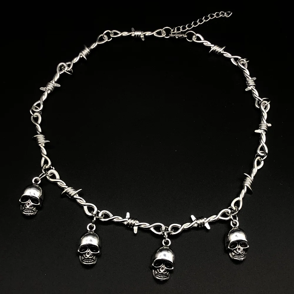 Small Wire Brambles Iron Unisex Choker Necklace Women Hip-hop Gothic Punk Skull Barbed Wire Little Thorns Chain Choker Gifts