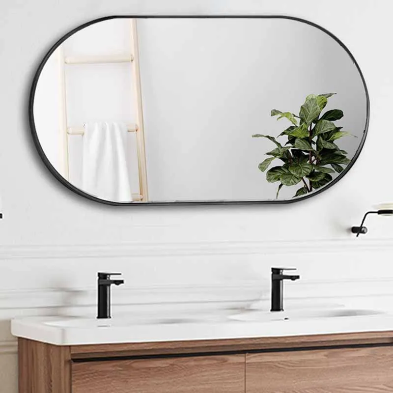 Border Hanging Bathroom Mirror Makeup Oval Vanity Mirror Black Modern Aesthetic Espelho Barbear Chuveiro Home Improvement