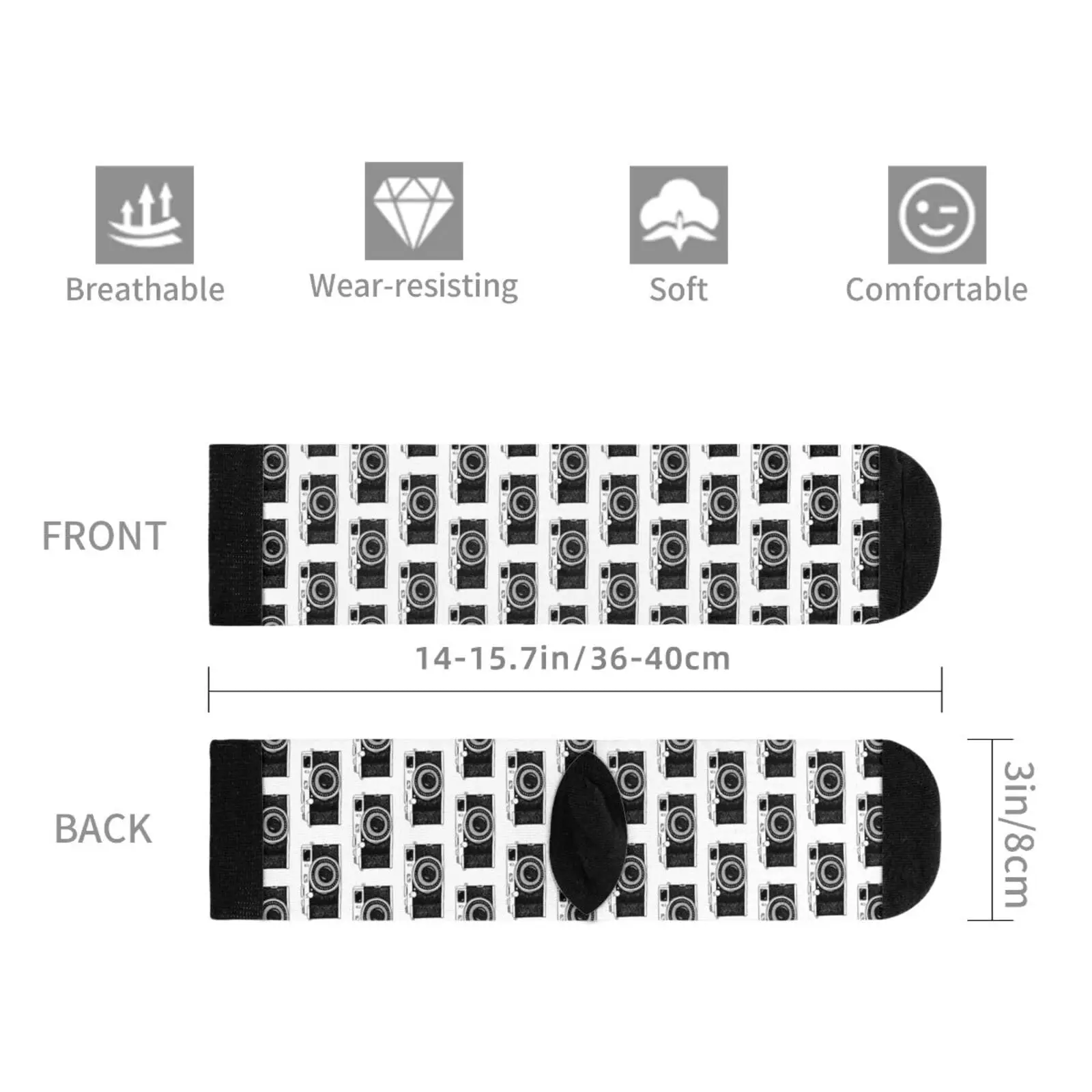 Photo Camera Casual Funny Funky Novelty Fashion Socks For Men Women