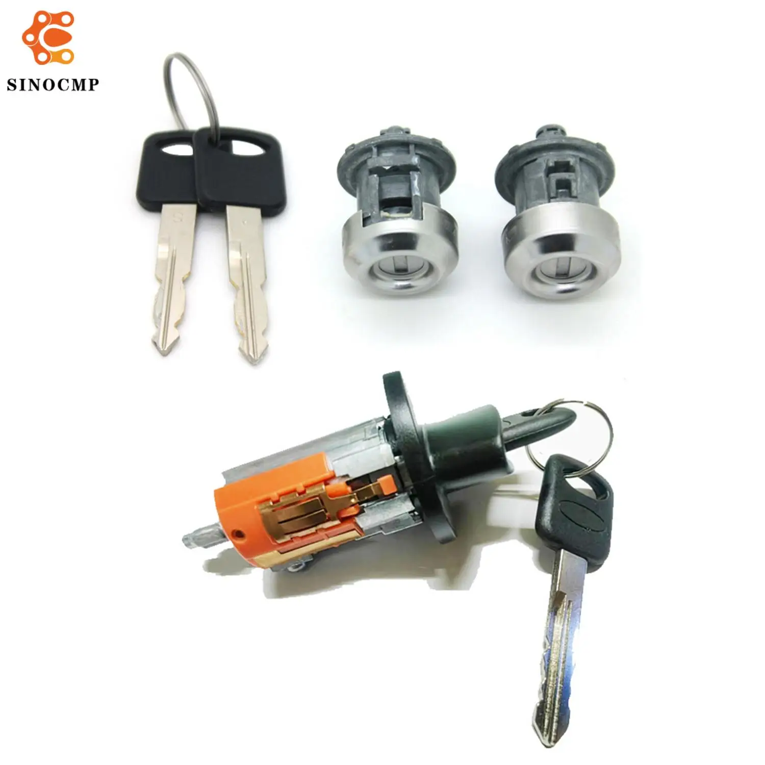 

707624 Ignition Switch Lock Cylinder + 703362 Pair (2) Door Lock Cylinder W/2 Logo Keys For Ford F-250 2005-2007 Ignition Switch