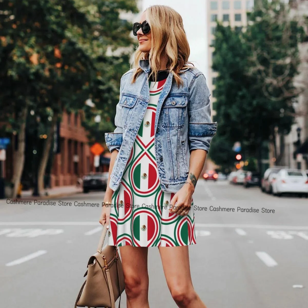 Women's Dress Mexico Flag Summer Casual T Shirt Dresses Beach Cover up Tank Dress