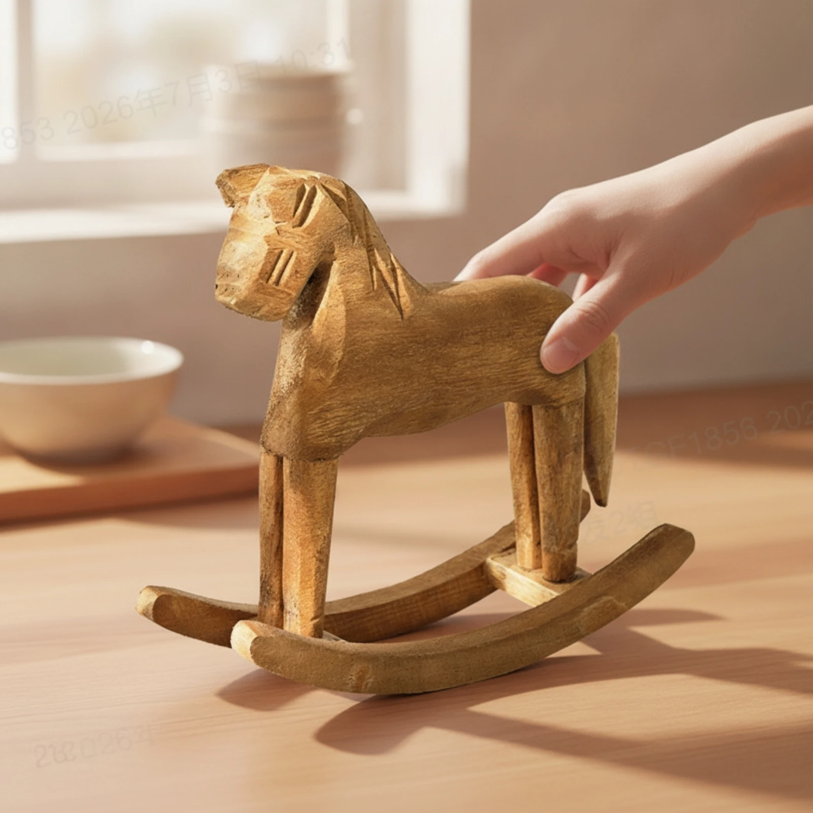 Wooden Rocking Horse Vintage-Inspired Rocking Horse Figurine Caballo Mecedor Farmhouse Figura De Caballo Mecedor Decorativo
