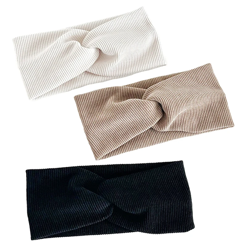 Women Elegant Solid Cross Soft Comfortable  Headband Outdoor Casual Warm Hairbands Turban Bandana Fashion Hair Accessories