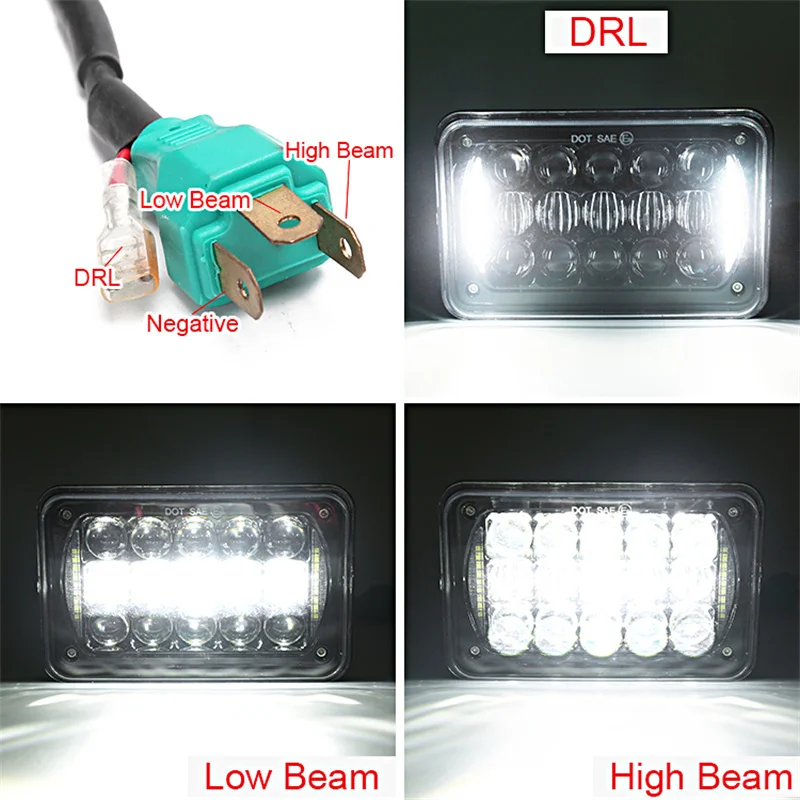 1 pçs dot preto motocicleta drl lâmpada 4x6 led farol para honda xr250 xr400 xr650 suzuki drz acessórios retangular luz