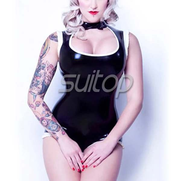 

Uniform latex catsuit RUBBER BODY SUITS TEDDIES FOR WOMEN LADY COSPASY MAID