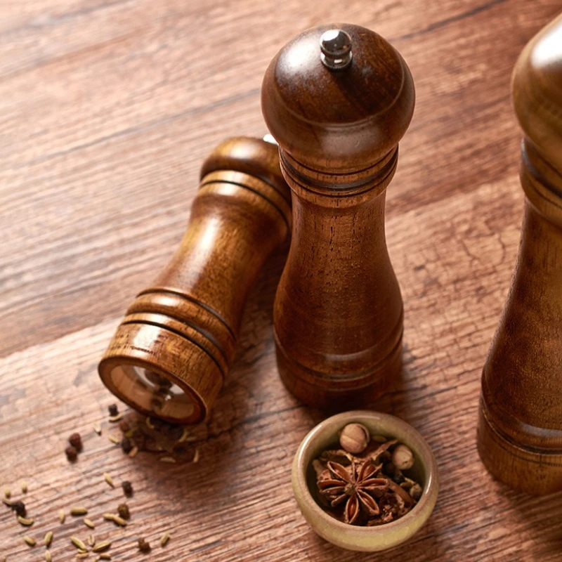 Adjustable Wooden Salt Pepper Grinder Mill Rotor Spice Seasoning Shaker Kitchen Cooking Essential Gadget Accessory