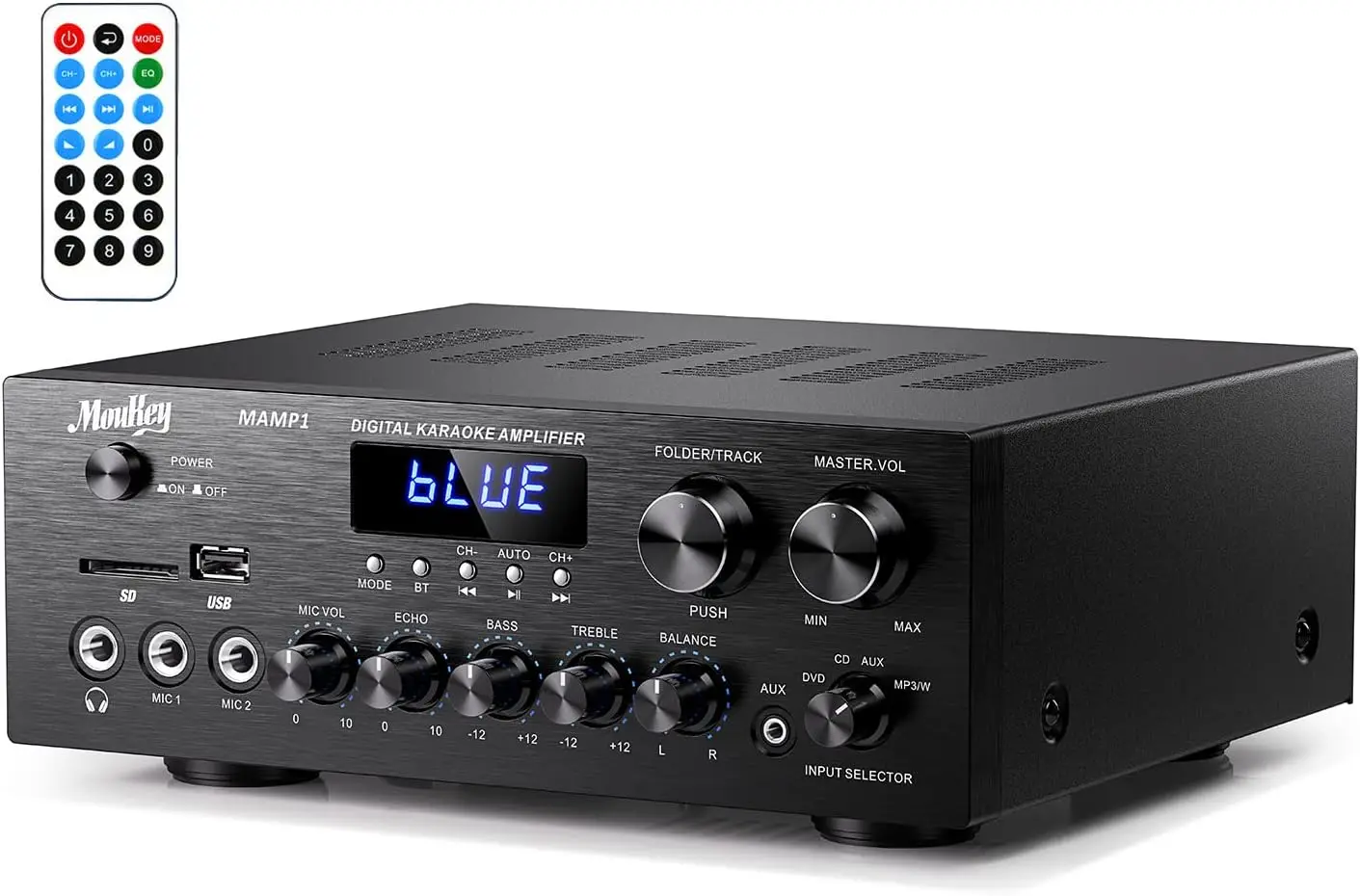 

Стереоусилитель Bluetooth 5.0 с входами USB/SD/AUX, пиковая мощность 400 Вт для домашнего кинотеатра и караоке