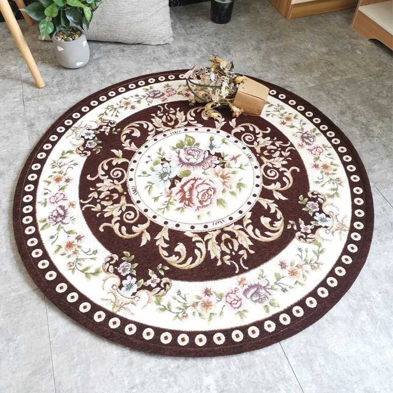 

Anti-slip Polyester Woven Jacquard Carpet, Water-absorbing Floor Mat, Imitation Wool Carpet Floor Mat, Round Mat