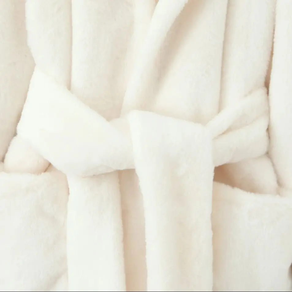 Invierno blanco lechoso bolsillos lazo fajas con capucha conejo abrigo de piel sintética CHILL manga larga mujeres cortas peludas prendas de vestir exteriores de gran tamaño