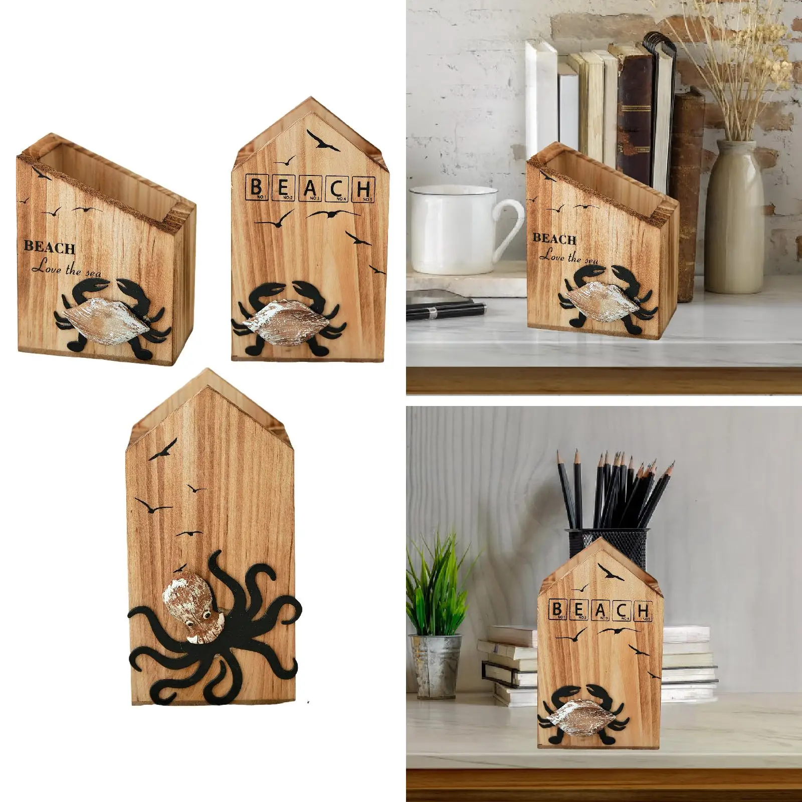 

Деревянный держатель для ручек, милый настольный органайзер для рисования ручек, офисные кисти для макияжа
