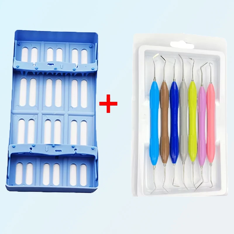 

7Pcs Dental Aesthetic Restoration Set with Disinfection Rack Composite Resin Filling Spatulas Kit for Dentist Tools
