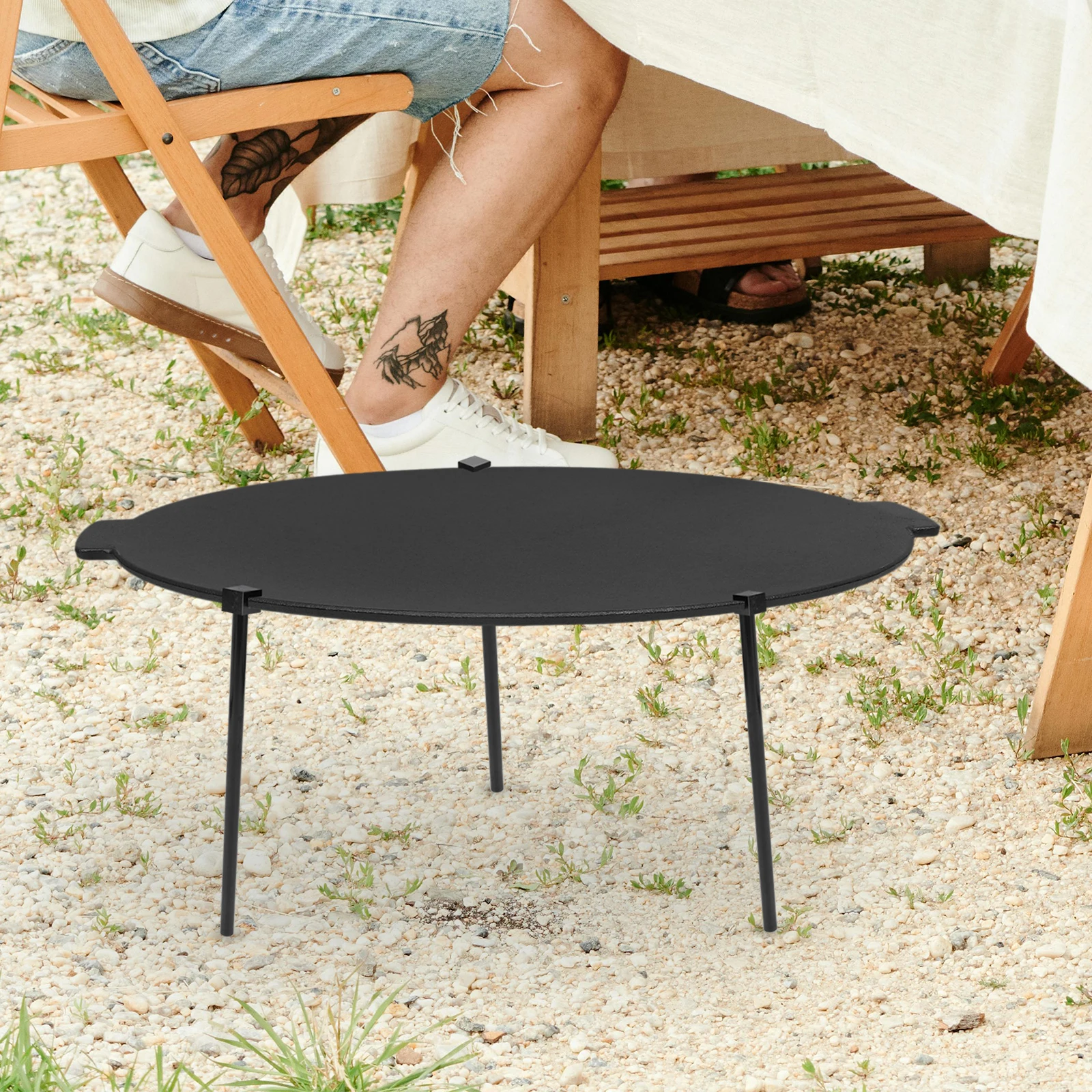 

Portable Outdoor Grill Pan Bracket Multi-Functional Adjustable Baking Pan Support for BBQ Cooking