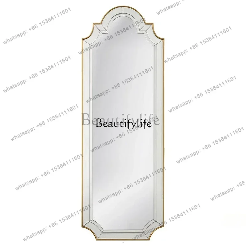 French Retro Full-Length Mirror Light Luxury Floor Home Entrance Wall Hanging Fitting Dressing Mirror