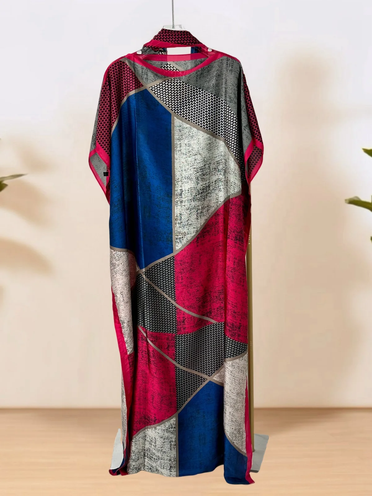 

Vintage Floral Print Maxi Dress Batwing Sleeve Loose Fit Women's Boho Evening Gown Beach Wedding Guest Dress