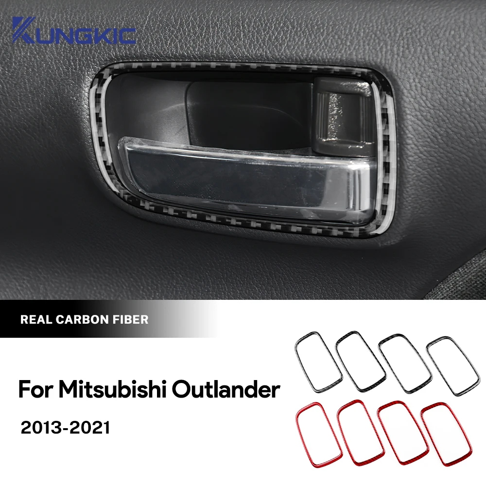 

Real Soft Carbon Fiber Car Door Inner Handle Frame Sticker For Mitsubishi Outlander 3 2013 2014 2015 2016 2017 2018 2019-2021