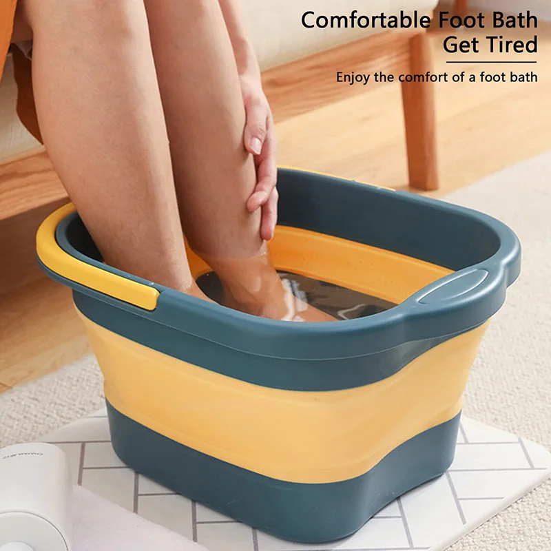 Folding Foot Soaking Bucket Household Footbath Portable Tub Basin Foot Massage Stress Relief Plastic Thickened Large Footbath