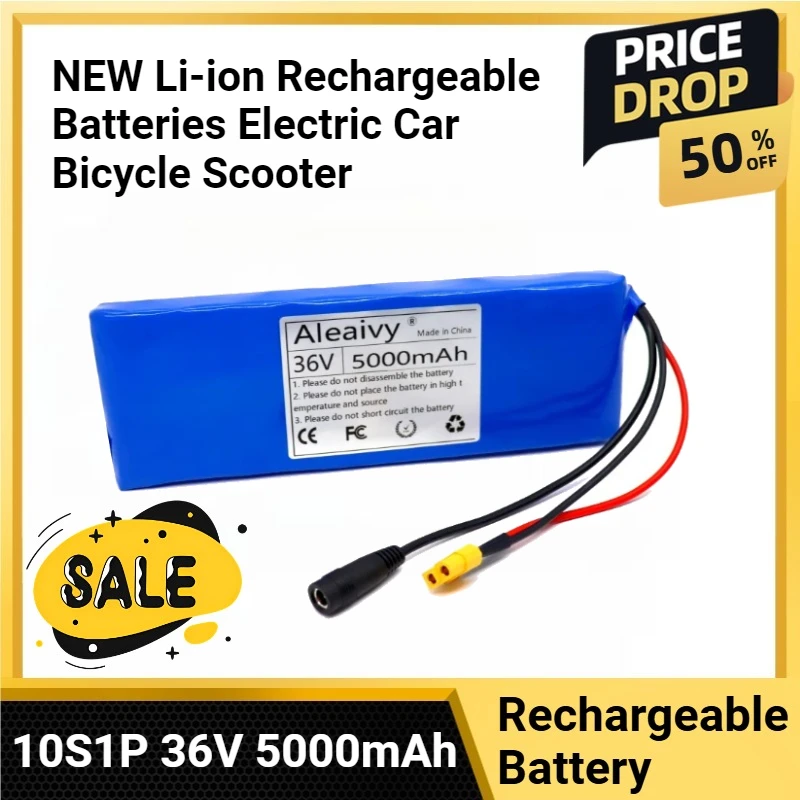 

NEW Li-ion Rechargeable Batteries Electric Car Bicycle Scooter 10S1P 36V 5000mAh Battery Pack 5Ah 18650 20A BMS 500W