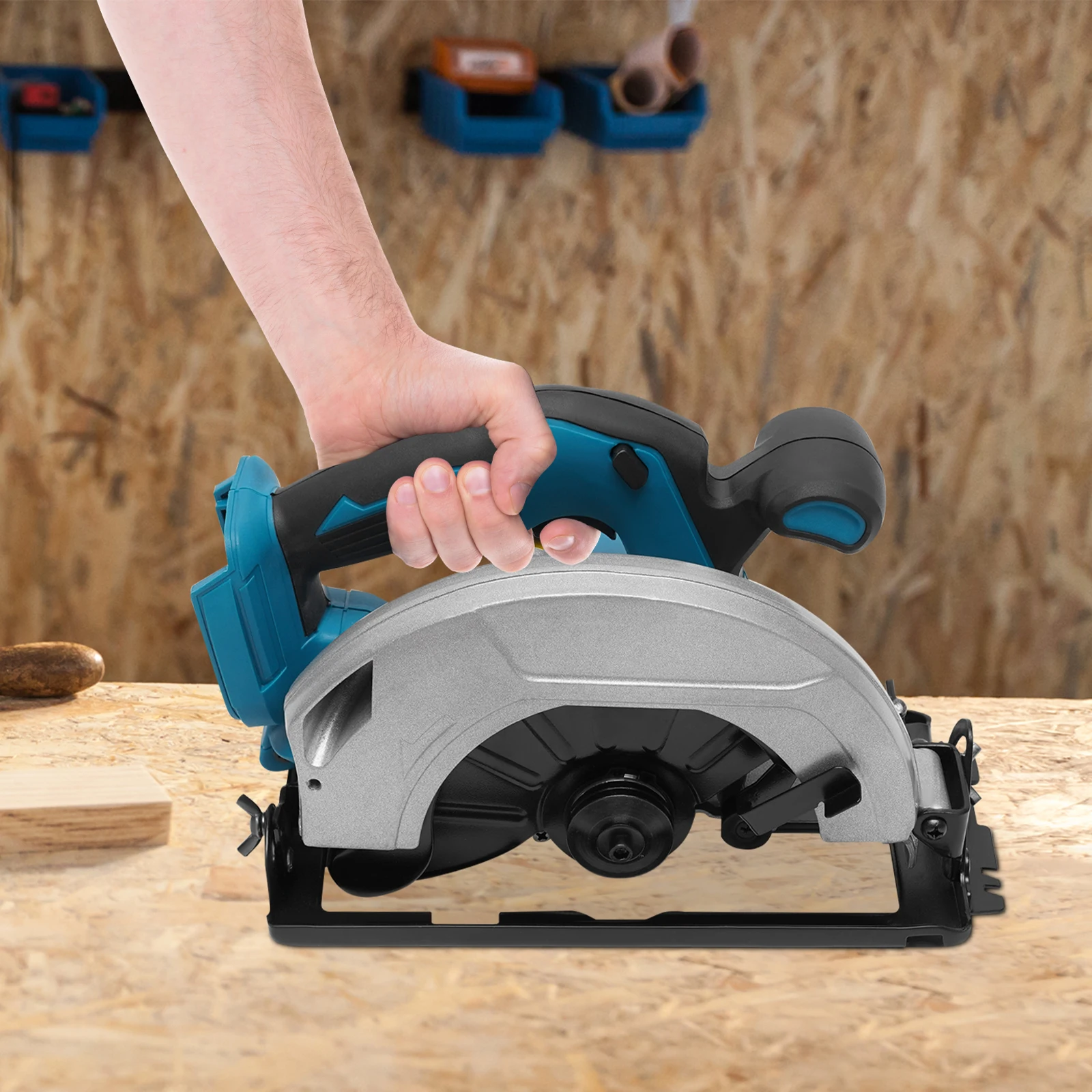 Sega circolare elettrica a batteria da 750 W Lama per sega da 90 mm Taglio ad angolo regolabile Lavorazione del legno per piccole ristrutturazioni, carpenteria, fai da te