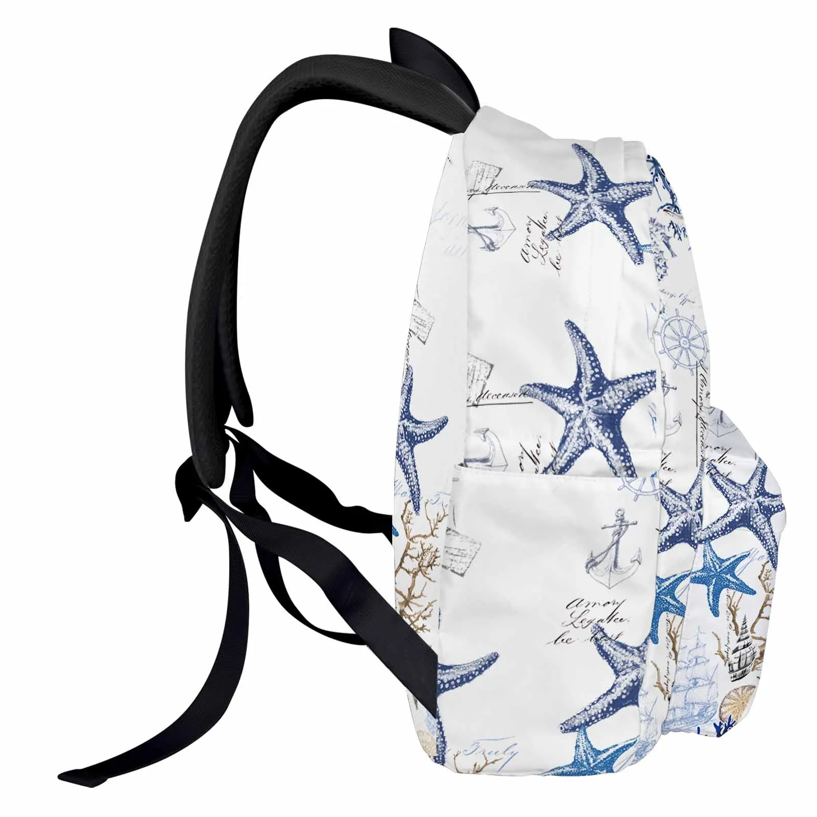 Vintage Ocean Starfish Blue Texture Backpacks Teenagers Student School Bags Men Women Travel Mochila