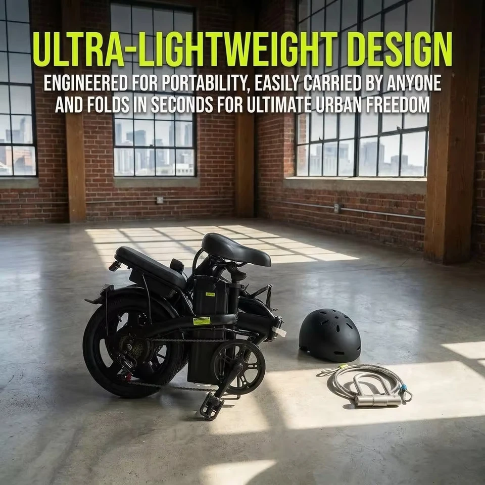 14 Inch Folding Electric Bike 500W Peak Brushless Motor Removable Lithium Battery Dual Disc Brake Portable Foldable Ebike Adult City Commuter E Bicycle image 5