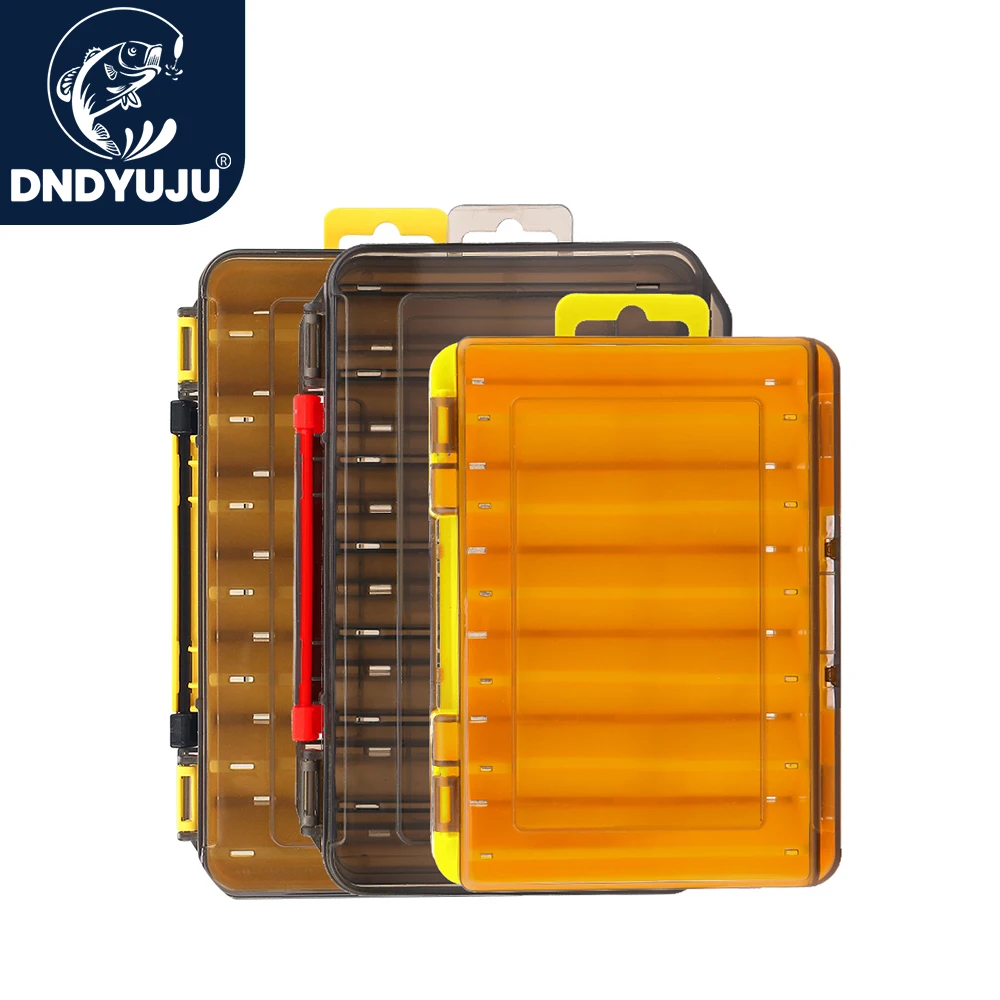 DNDYUJU Fishing Lure Box 19.5cm*13.5cm* 3.7cm Compartments Double Sided Waterproof Fishing Tackle Pesca Fishing Accessories