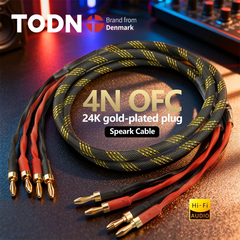 

TODN HIFI 1 пара 4N OFC проводник акустический кабель аудио провод 24-каратный позолоченный штекер типа «банан» для декодера усилитель динамика