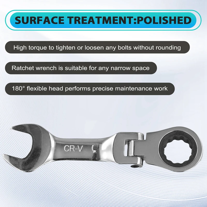 ABPQ-llave de trinquete de mango corto con cabeza móvil, llave de extremo abierto rápida de doble propósito, herramienta de hardware, llave que ahorra mano de obra